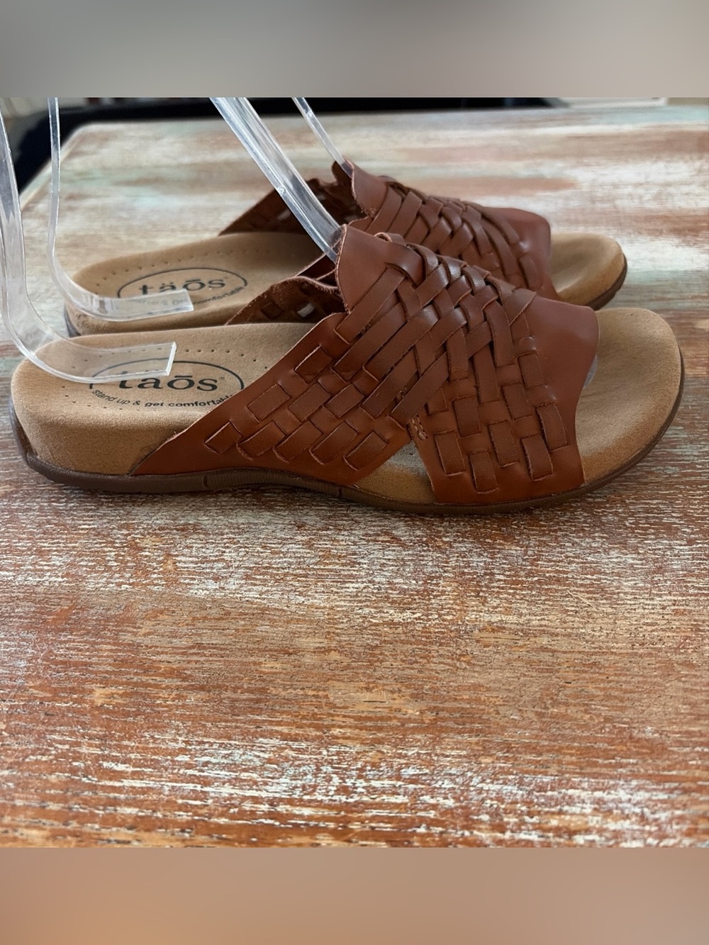 Taos Guru Leather Slide Sandals Brown Women’s Size 6 Boho Hippie Comfort